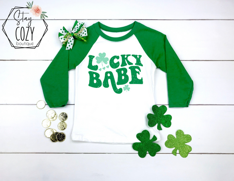 Lucky Babe Youth Raglan | St. Patrick’s Day🍀 | The Lucky Collection | Stay Cozy Boutique