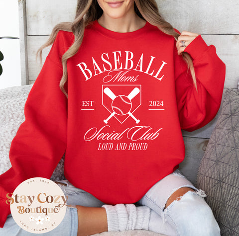 Baseball Mom Social Club Loud & Proud Sweatshirt, Baseball Mom Sweatshirt, Baseball Mom Crewneck, Weekends are for Baseball Sweatshirt