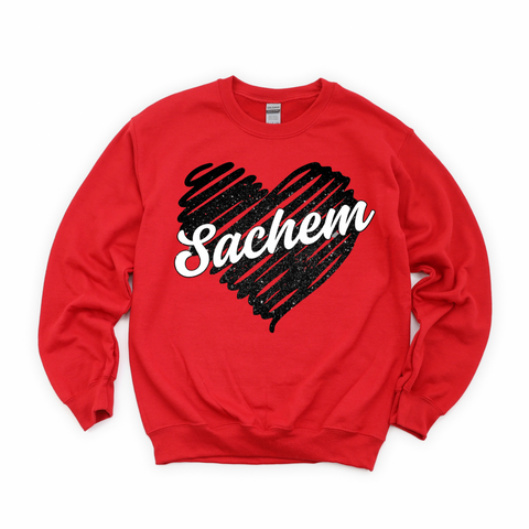 Glitter Sachem Heart Crewneck Sweatshirt | CHIPPEWA ELEMENTARY SPIRITWEAR FUNDRAISER | Stay Cozy Boutique