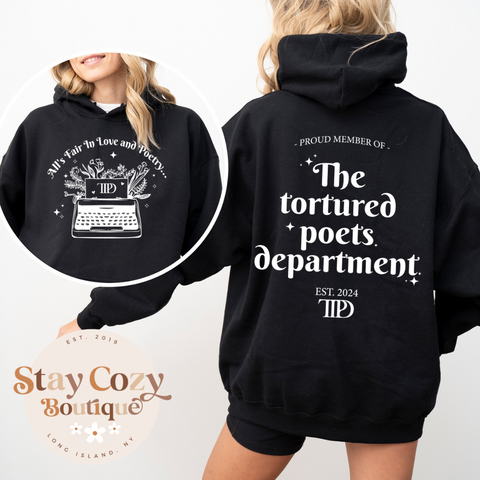 The Tortured Poets Department Member Hoodie, New Album Era Shirt, TTPD Hoodie ,The Tortured Poets T-Shirt, TS New Album Shirt, TS Merch Shirt, Taylors Tortured Poets Department Hoodie, Tortured Poets,  All's Fair in Love and Poetry