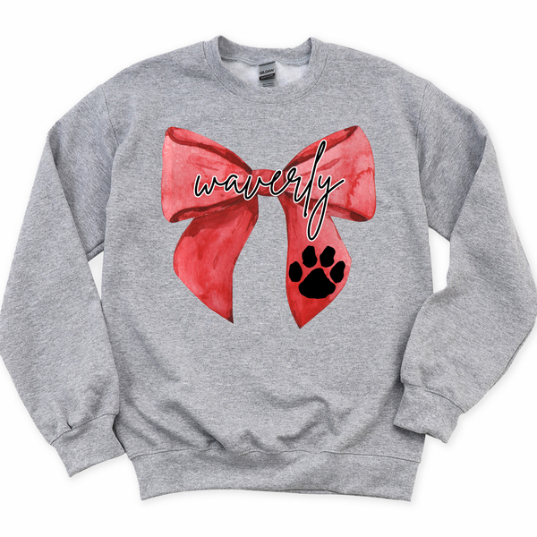 Coquette Waverly Bow Crewneck Sweatshirt | WAVERLY ELEMENTARY SPIRITWEAR FUNDRAISER | Stay Cozy Boutique