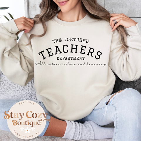 The Tortured Teachers Department Crewneck Sweatshirt, TTPD Crewneck Sweatshirt, The Tortured Poets Crewneck Sweatshirt, All's Fair in Love and Poetry Sweatshirt