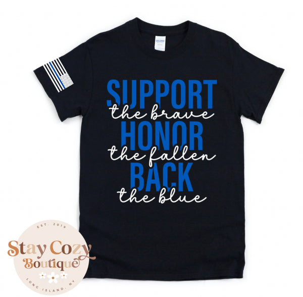 Back the Blue Black T-shirt | Stay Cozy Boutique