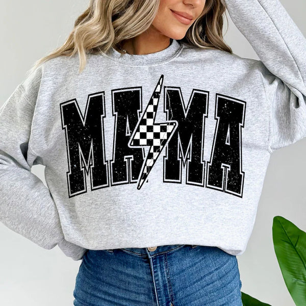 Mama Lightning Bolt Crewneck Sweatshirt, Mama Sweatshirt, Mom Life Sweatshirt, Mother's Day, Retro Mama Sweatshirt