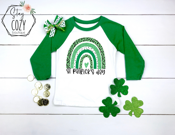 St. Patrick’s Day Rainbow Youth Raglan | St. Patrick’s Day🍀 | The Lucky Collection | Stay Cozy Boutique