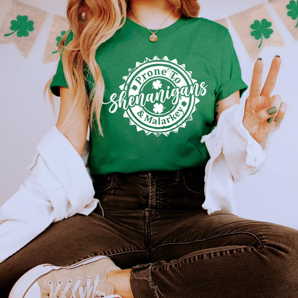 Prone to Shenanigans & Malarkey Crewneck | Hoodie | T-Shirt | St. Patrick's Day🍀 | The Lucky Collection | Stay Cozy Boutique