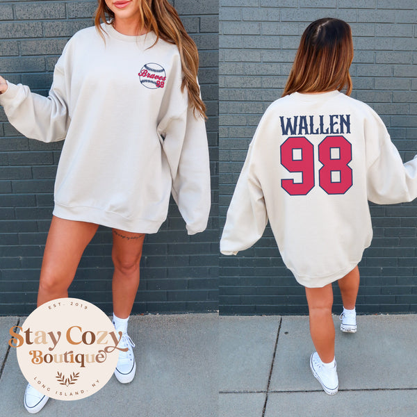 Wallen Crewneck Sweatshirt, Wallen ‘98 Braves Shirt, Braves 98 Shirt, 98 Braves Sweatshirt, Wallen Country Music Shir, Braves 98 Sweatshirt