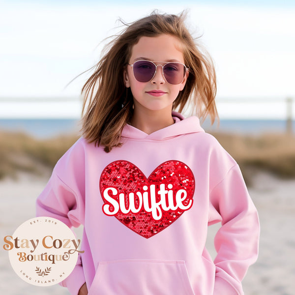 Youth Swiftie Heart Hoodie, Swiftie Valentine Day Hoodie, Trendy Sweatshirt, Swiftie Shirt, Swiftie Sweatshirt, The Eras Tour Hoodie