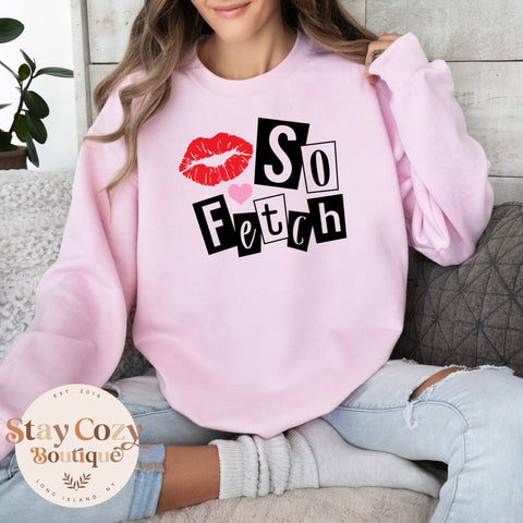 So Fetch Sweatshirt, On Wednesdays We Wear Pink Crewneck Sweartshirt, Mean Girls, Mean Girls Quotes, Mean Girls Sweatshirt