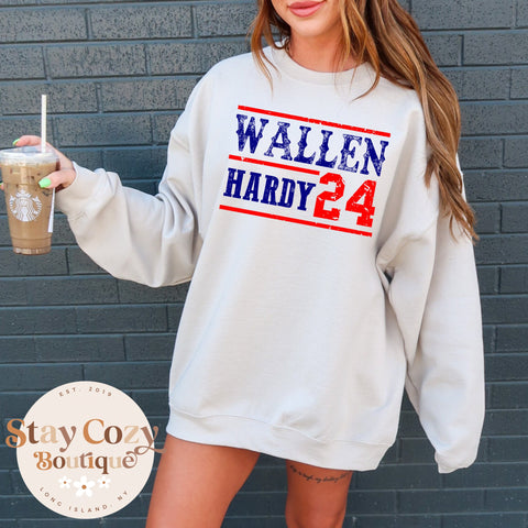 Vintage Wallen/Hardy 24 Country Music Crewneck Sweatshirt, Vintage Concert Shirt, Western Tour Tshirt, Cowboy Vintage Wallen,Trendy Cowgirl