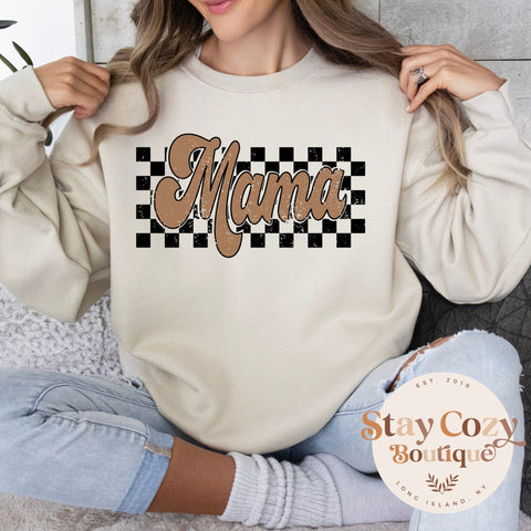 Retro Checkered Mama Sweatshirt, Distressed Mama Sweatshirt, Trendy Mom Life, Cool Mom Hoodie,Grunge Checkered Mom Sweatshirt, Mama Hoodie