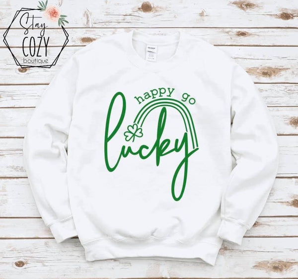 happy go lucky Crewneck | Hoodie | T-Shirt | St. Patrick's Day🍀 | The Lucky Collection | Stay Cozy Boutique