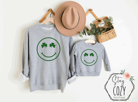 Shamrock Smiley Crewneck Set | St. Patrick’s Day🍀 | The Lucky Collection | Stay Cozy Boutique