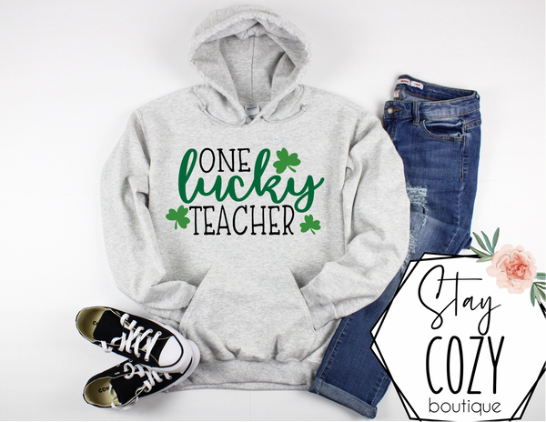 One Lucky Teacher Crewneck | Hoodie | T-Shirt | St. Patrick's Day🍀 | The Lucky Collection | Stay Cozy Boutique